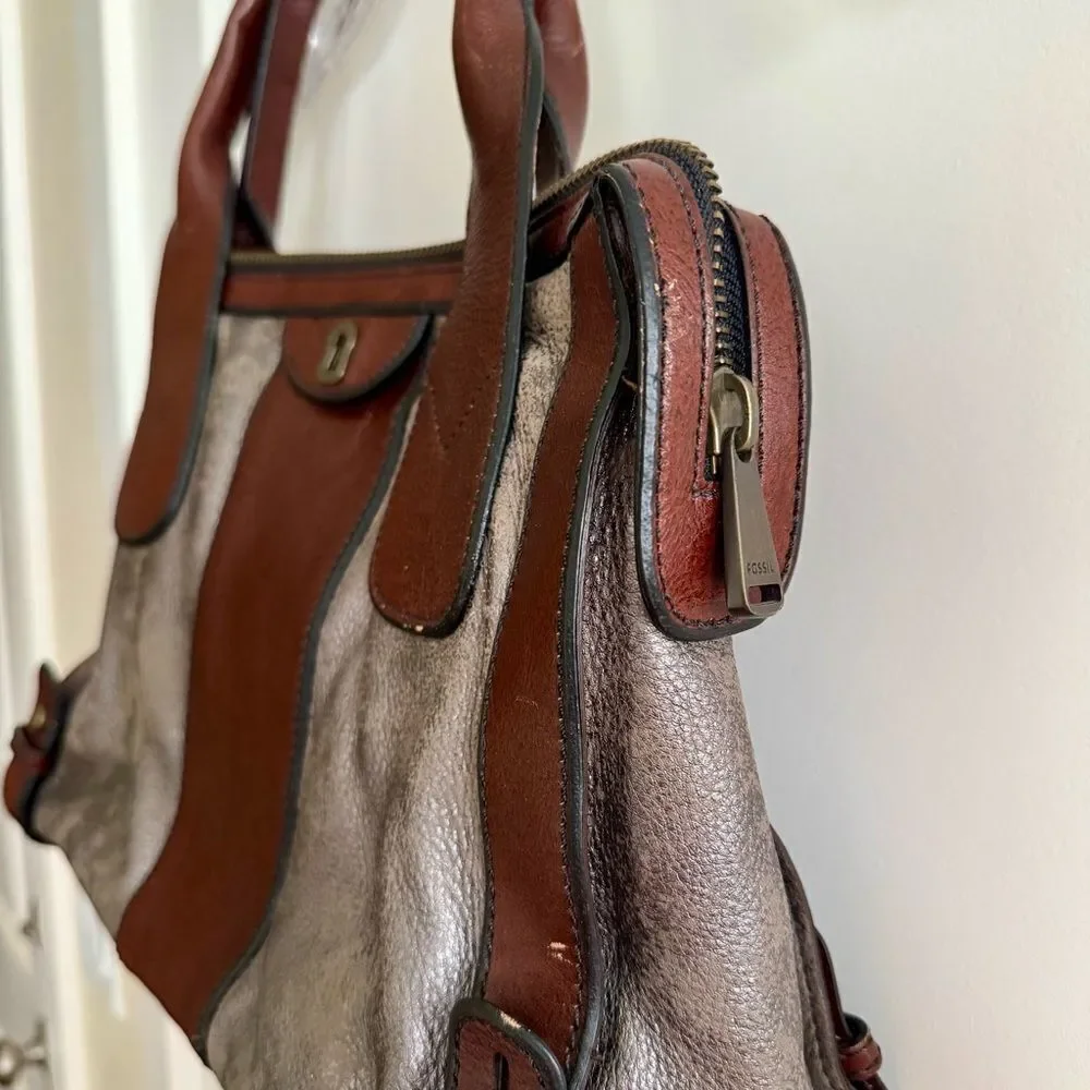 Fossil Brown and Silver Satchel